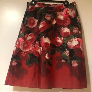 Talbots Red Floral Skirt with Lining